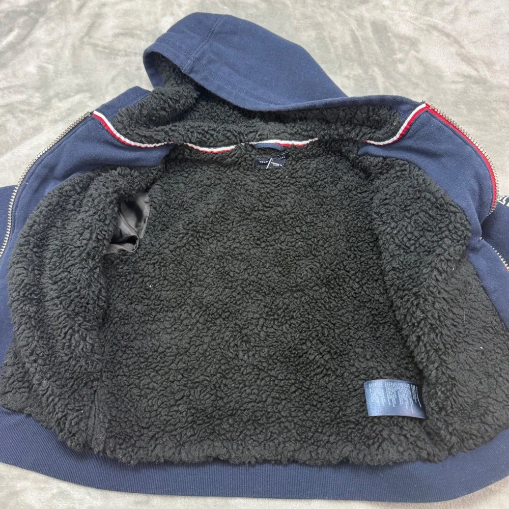 Tommy Hilfiger Jacket Size 5 Blue Sherpa Lined Hoodie Full Zip Kids‎